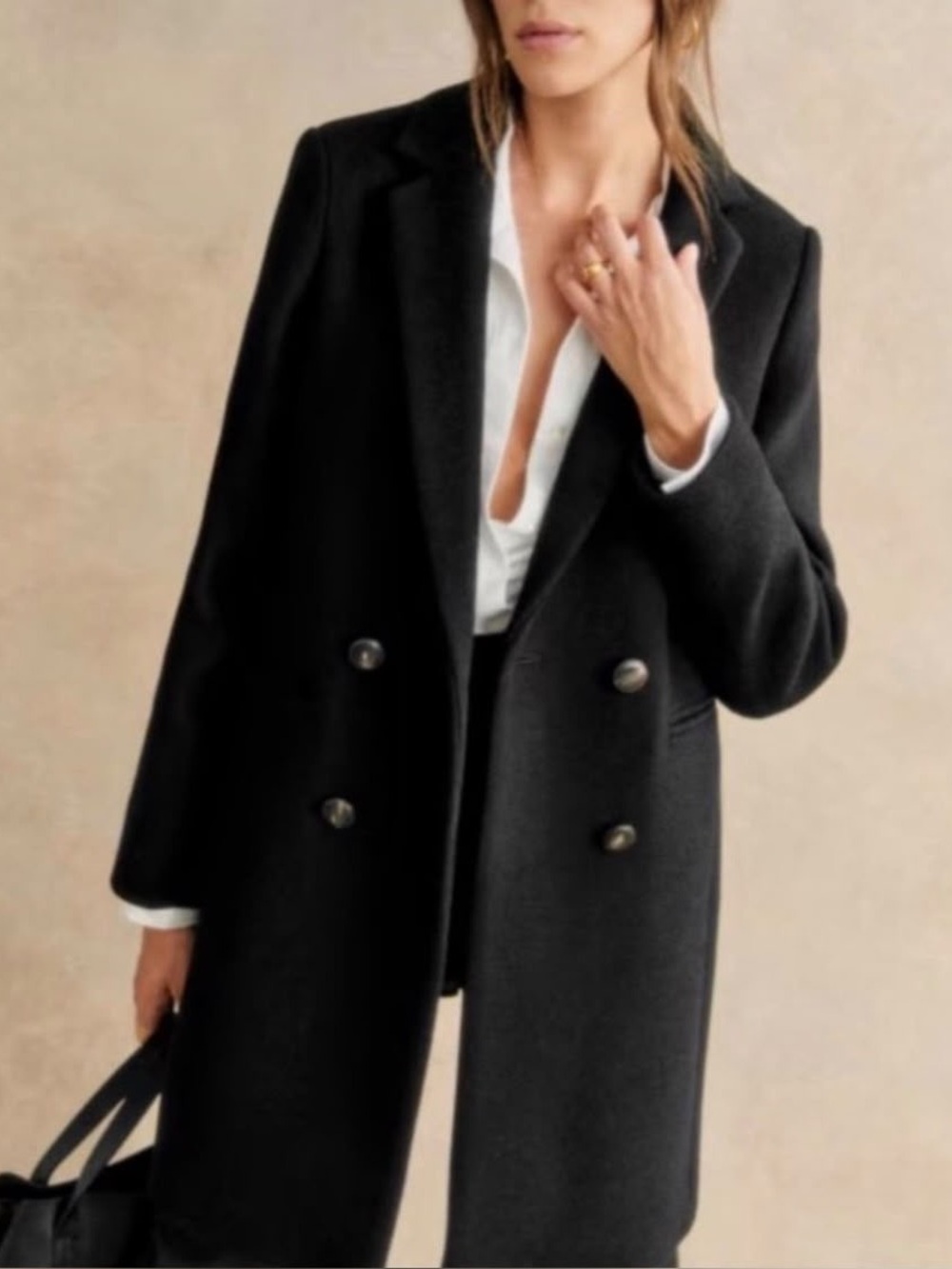 Sézane Manteau Johnson Wool Coat in Black Size 38 / US 6
